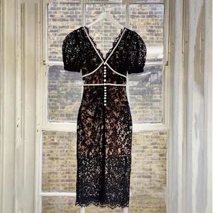 SELF-PORTRAIT Black Camellia Dress